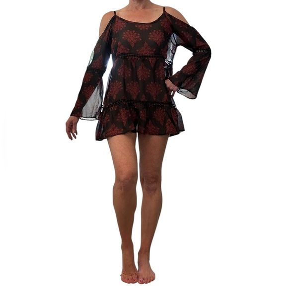 Whimsy Goth Dark Romantic Tunic Dress Blouse Red Black 🥀 Small - Picture 3 of 9